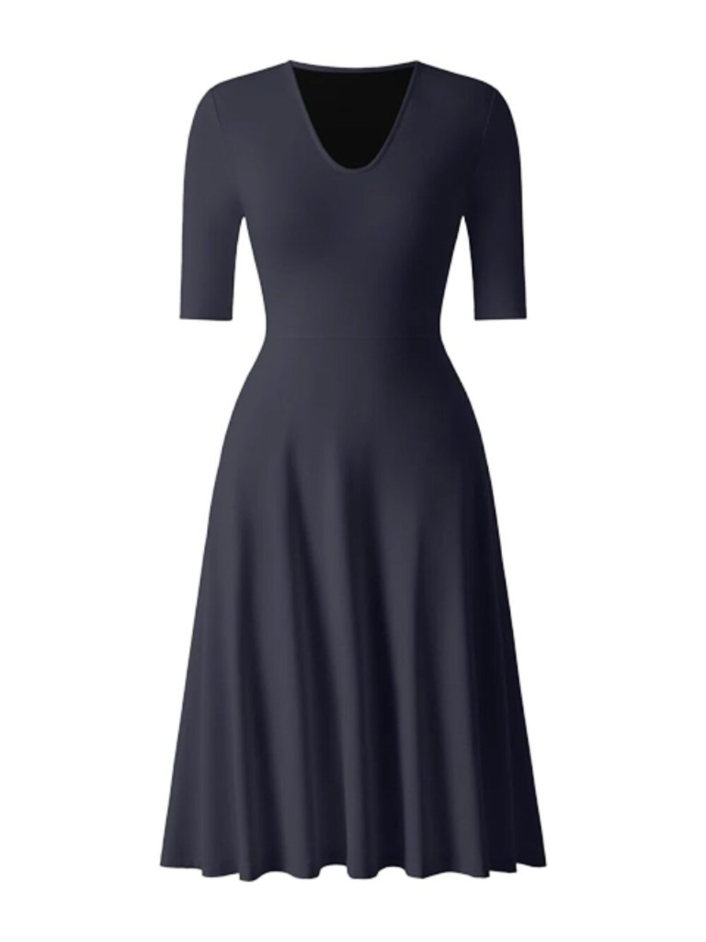 OGL Move V-Neck Elbow Sleeve Midi Brami Dress with Pockets – Medium – Navy – NWT